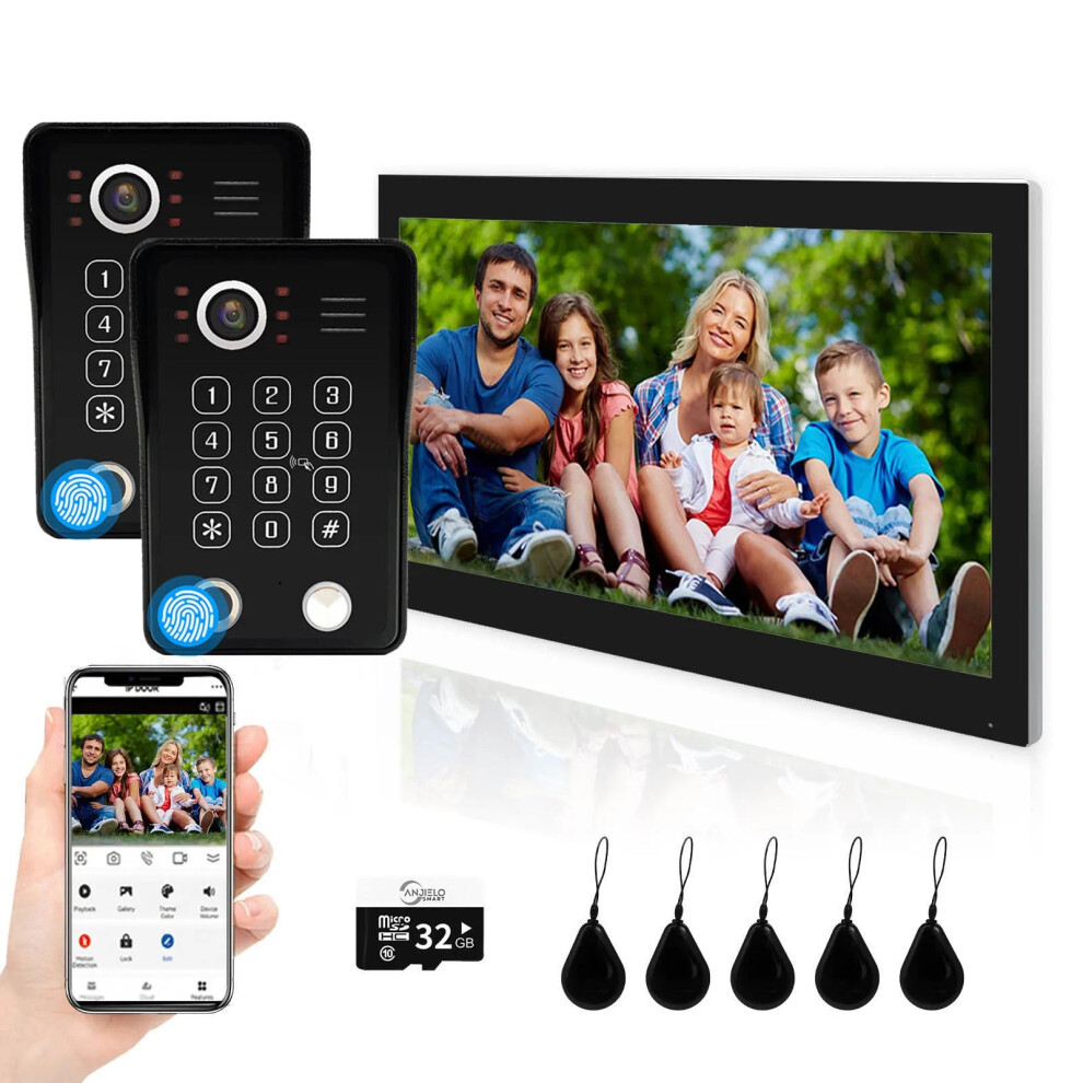 Tuya 7-10 Inch Touch Screen Video Intercom Doorphone With 1080P Wired Doorbell, App Control, Password, Fingerprint, And Card Swipe Monitor 744110216738
