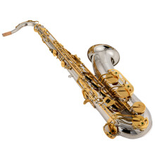 WO37 Professional Tenor Saxophone - Nickel-Plated BB Tone with Gold Keys, Includes Case, Mouthpiece & Gloves