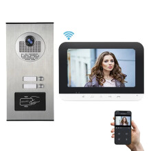 7-Inch WiFi Video Door Phone Intercom System with RFID, Night Vision, and IR Cut Camera for 2-Apartment Family Use