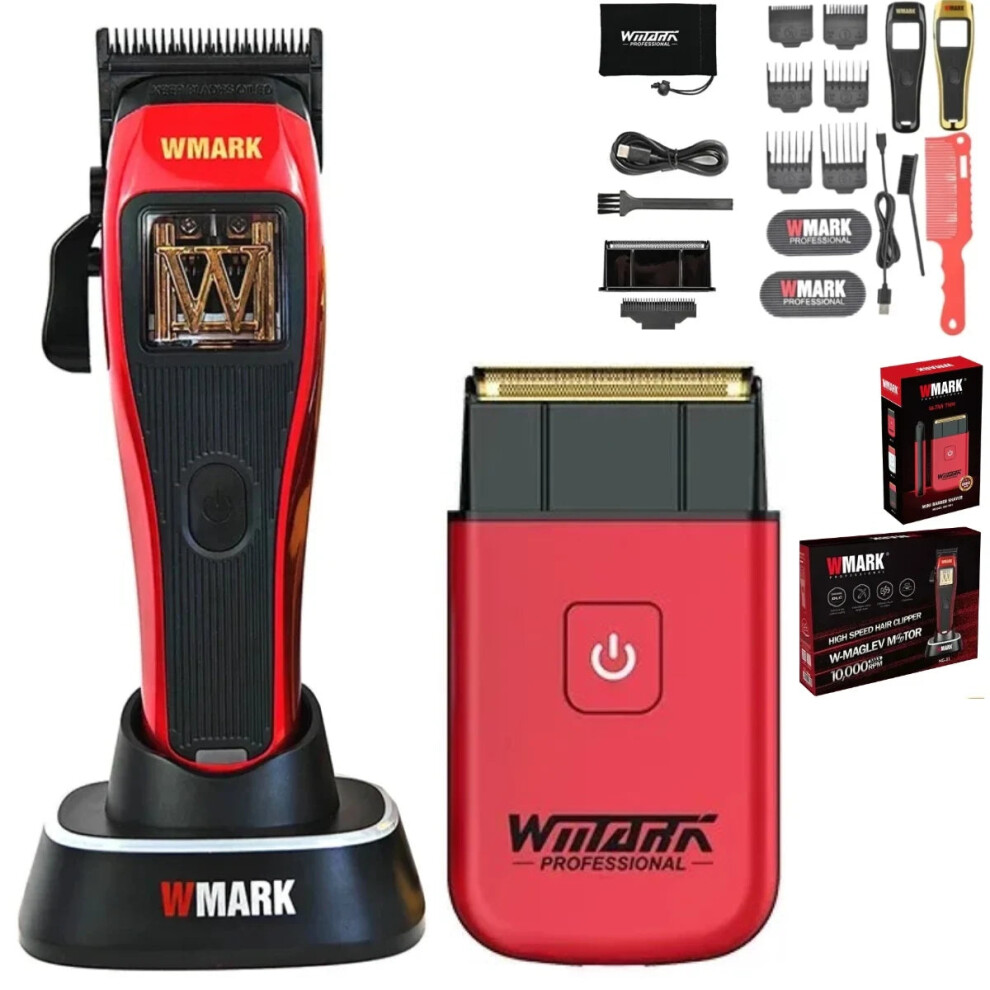 Wmark Ng 7901 Professional Electric Hair Clipper With Base - 10,000 Rpm, Gradient Blade, 3 Cover Options, Mini 8,800 Rpm Shaver For Men 744110681291