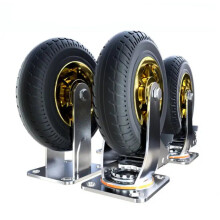 Set of 4 Heavy Duty 8-Inch Silent Rubber Caster Wheels with Directional Brake
