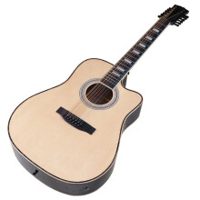 41-Inch 12-String Natural Electric Acoustic Guitar with High Gloss Cutaway Design