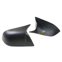 Tesla Model 3 Matte Carbon Fiber Rearview Mirror Cover Overlay - Sleek Stick-On Design for 2017+ Models