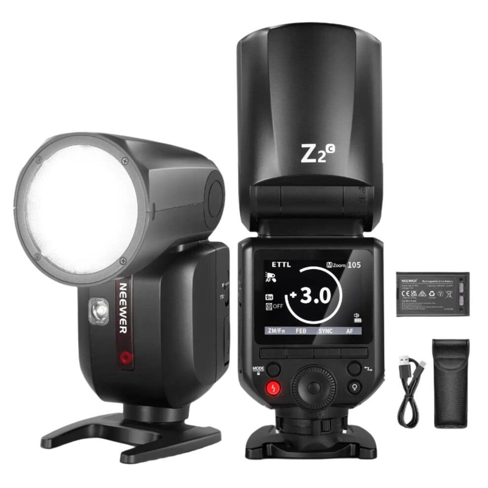 Neewer Z2 Ttl 2.4G Hss 1/8000S Round Head Speedlite Flash & Wireless Trigger Receiver For Canon & Nikon Cameras 313031854833