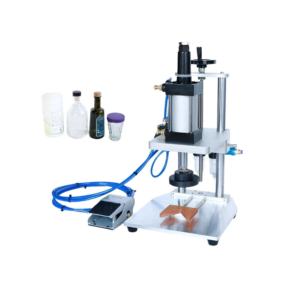 Compact Pneumatic Bottle Cap Pressing Machine for Crown Caps - I for Milk Powder Tins & Cosmetic Bottles