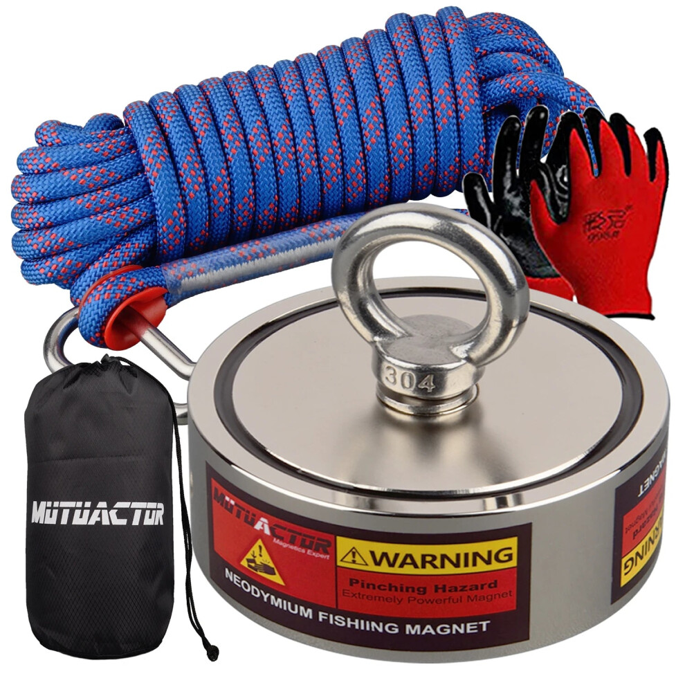 Dual-Sided Jumbo Fishing Magnet Set - 2400lbs Combined Pull Force with 15m Rope for Deep Sea Salvage and Detection-image-OPC-PMGJJY2-NEW