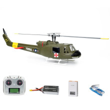 Flywing UH1 V4 470-Size Scale RC Helicopter with Metal Rotor Holder & Dual Carbon Fiber Blades - 10CH Version