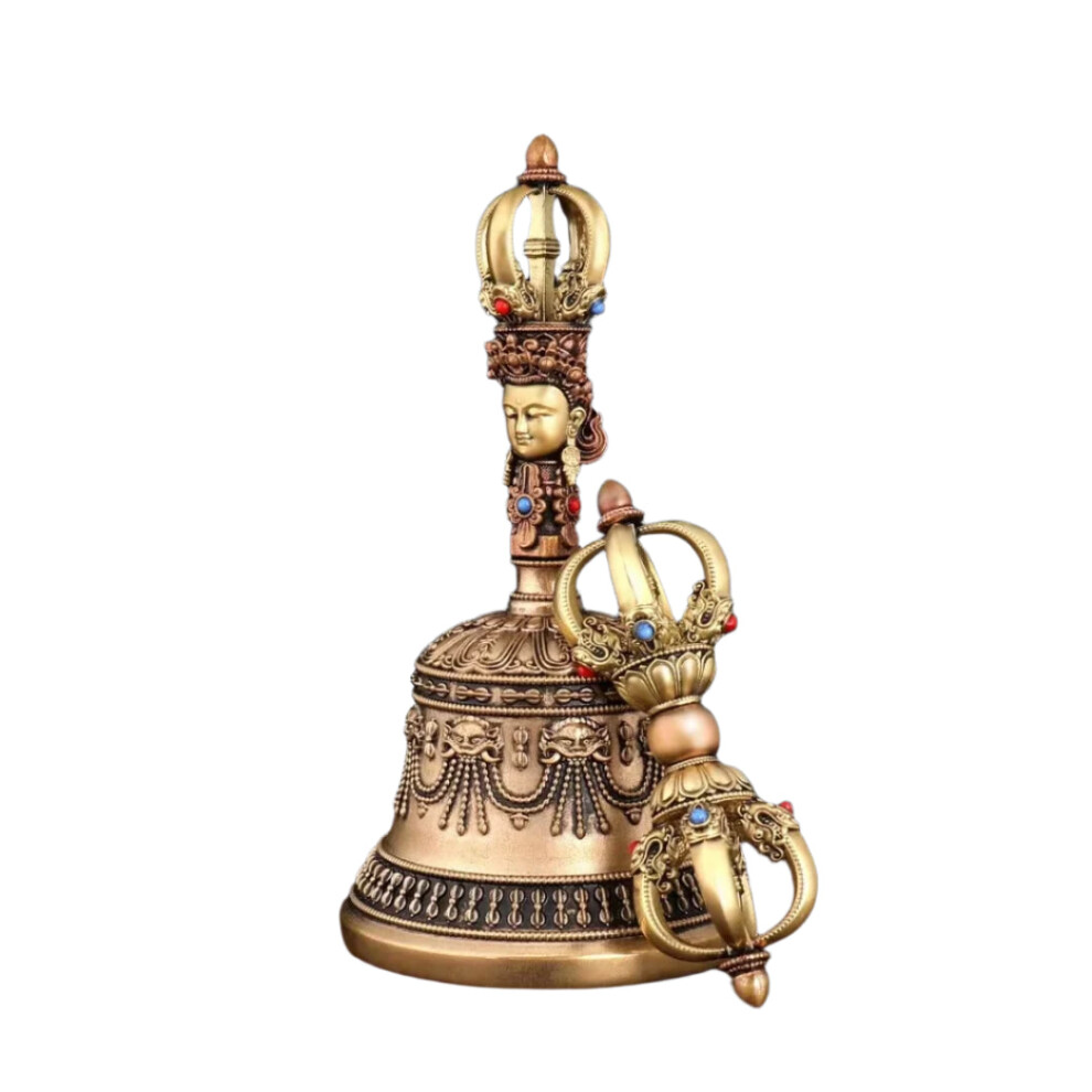 Exquisite Nepalese Tibetan Copper Vajra Pestle With Three-Color Five-Stranded Design 744110311013