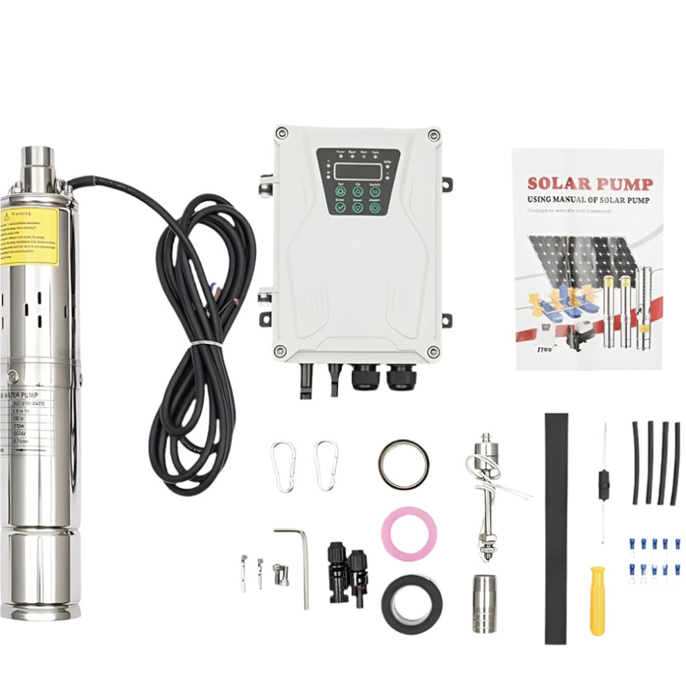 Stainless Steel Solar Deep Well Pump With Mppt Controller, 3-Inch, 750W/1000W/1200W, 2300L/H Flow Rate 313096166193
