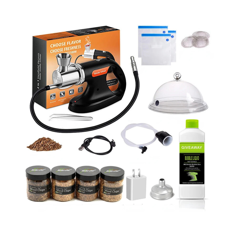Portable Handheld Cold Smoking Gun with Woodchips for Sous Vide, Food, Drink, and Cocktail Infusion
