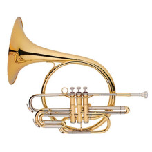 Premium Gold Lacquer Cupronickel Piston Valve Marching French Horn in Bb Tone