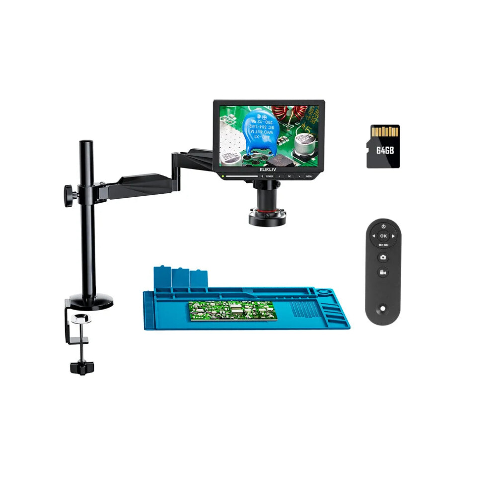 4K Digital Soldering Microscope With 2000X Zoom, Hdmi Output, Boom Arm Stand & Ring - Elikliv Em4k Flex Light 7445038230204