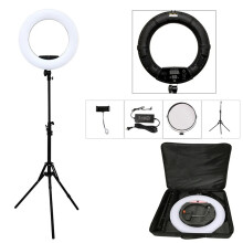 Yidoblo Black FD 480II Bi-Color LED Ring Light Kit - 96W Selfie & Video Lighting with Adjustable Stand and Carry Bag