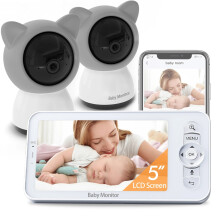 Babystar 5-Inch LCD Baby Monitor with Dual Cameras & Split-Screen WiFi Smartphone Video Control
