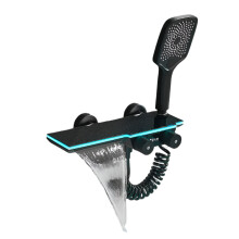 Dual-Function LED Waterfall Bathtub Faucet with Temperature Display & Energy-Saving Water Flow