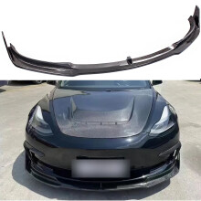 Custom Carbon Fiber Front Bumper Lip Splitter for Model 3 V Style - Fits 17+