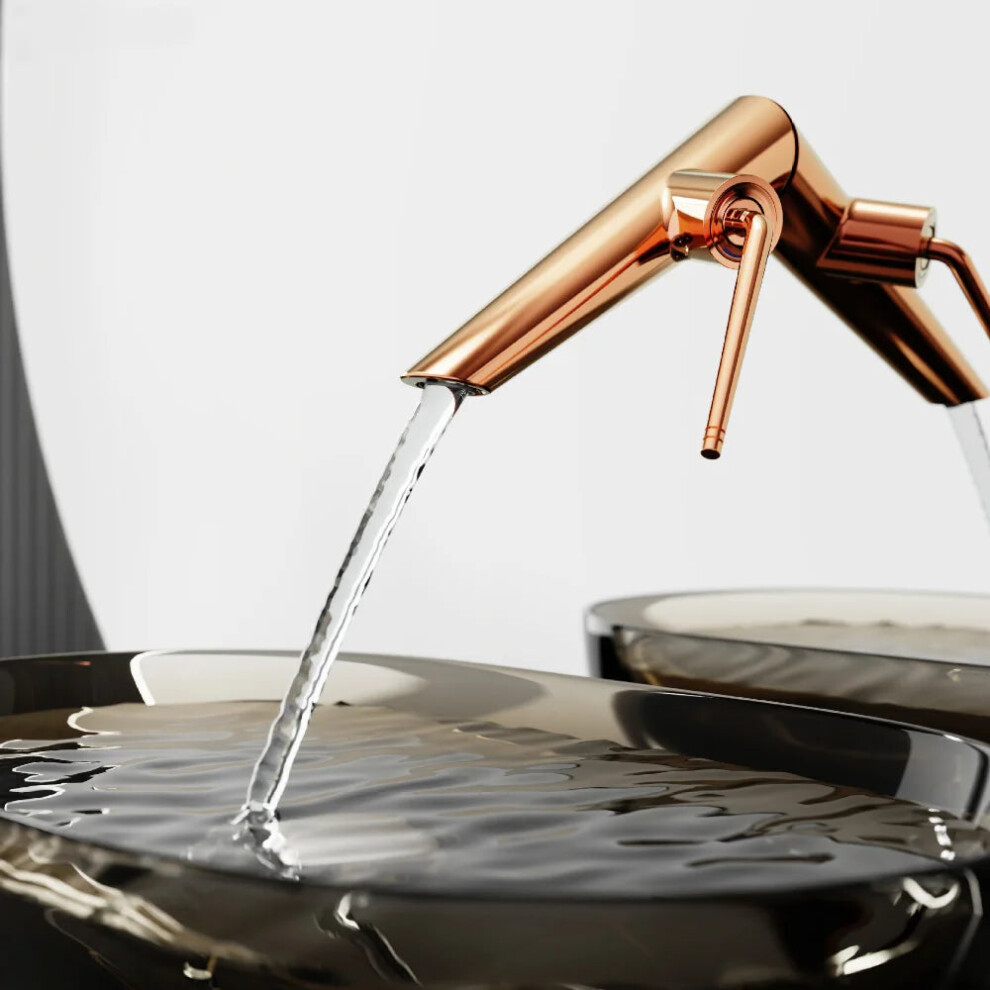 Gold Rose Wall-Mounted Bathroom Basin Faucet With Concealed Hot & Cold Water Mixer Tap