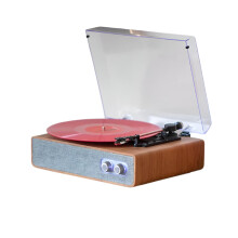 Retro Bluetooth Vinyl Record Player with 3-Speed Support for 7, 10, 12-Inch Records - Portable Turntable Phonograph