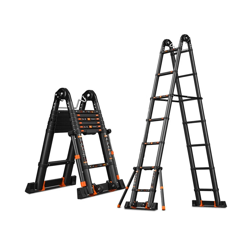 Versatile 2-In-1 Telescopic Aluminum Ladder: 5M Multifunctional Folding Step & Straight Ladder With Anti-Tilt Design 7445016185144
