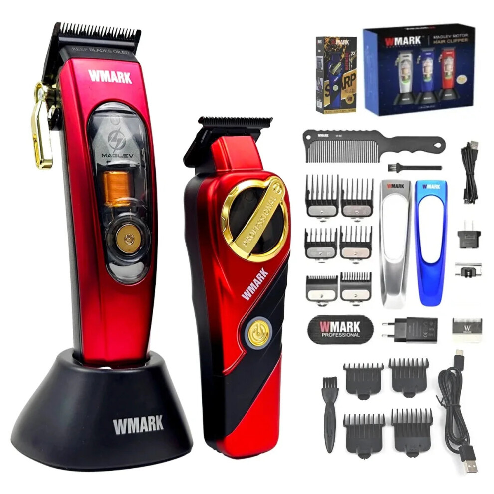 Wmark Ng 9004 Professional Electric Hair Clipper & Ng 9213 Hair Trimmer Set For Barbers - Precision Oil Head Carving Tools 313029459491