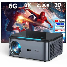 XIWBSY 4K Android Projector - 800 ANSI Lumens, 25,000 Lumens, Auto Focus & Keystone, Portable Home Theater & Office Beamer for Outdoor Use