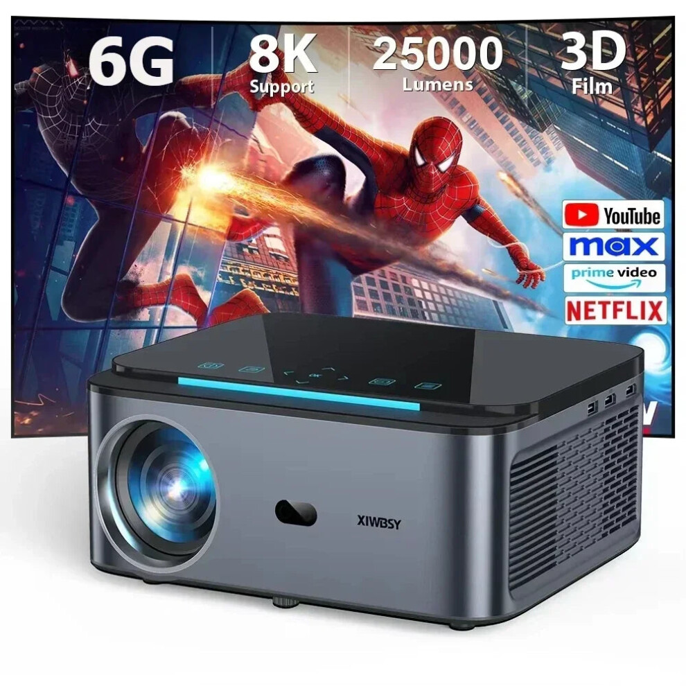 Xiwbsy 4K Android Projector - 800 Ansi Lumens, 25,000 Lumens, Auto Focus & Keystone, Portable Home Theater & Office Beamer For Outdoor Use 313101893878