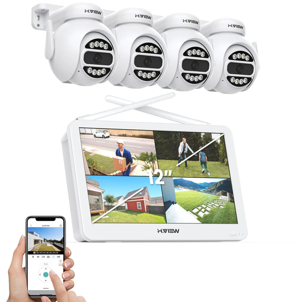 8Mp Wireless Security Camera System With Nvr Screen & Ptz Outdoor Surveillance - Two-Way Audio & Wifi Connectivity 705353755682