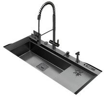 ASRAS Premium Nanometer Single Cup Rinser Kitchen Sink - 4mm Thick, 220mm Deep with Drain Plate & Knife Holder
