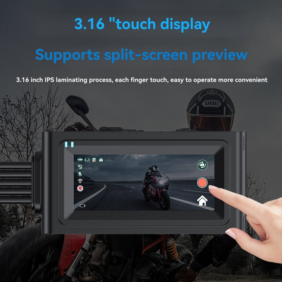 Motorcycle 3.16 Inch Driving Recorder Dual Record+Wifi+Gps+64G 4713049619763