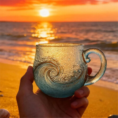 Wave Glass 12oz Wave Glass Beach Lovers Themed Mug Wave B 2