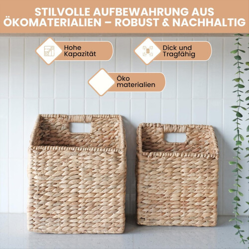 Set of 2 Hanging Storage Baskets - Hand-Woven Wall Baskets 2