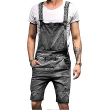 (As show, XL) Mens Denim Overall Shorts Above Knee Rompers Walk Jumpsuit