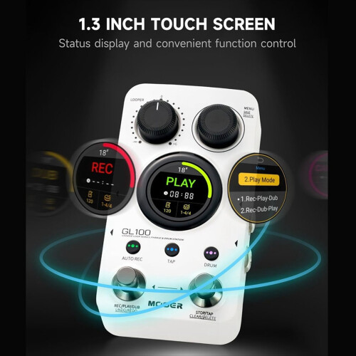 MOOER GL100 Looper Pedal Drum Machine, E-Gitarre Monoblock 1