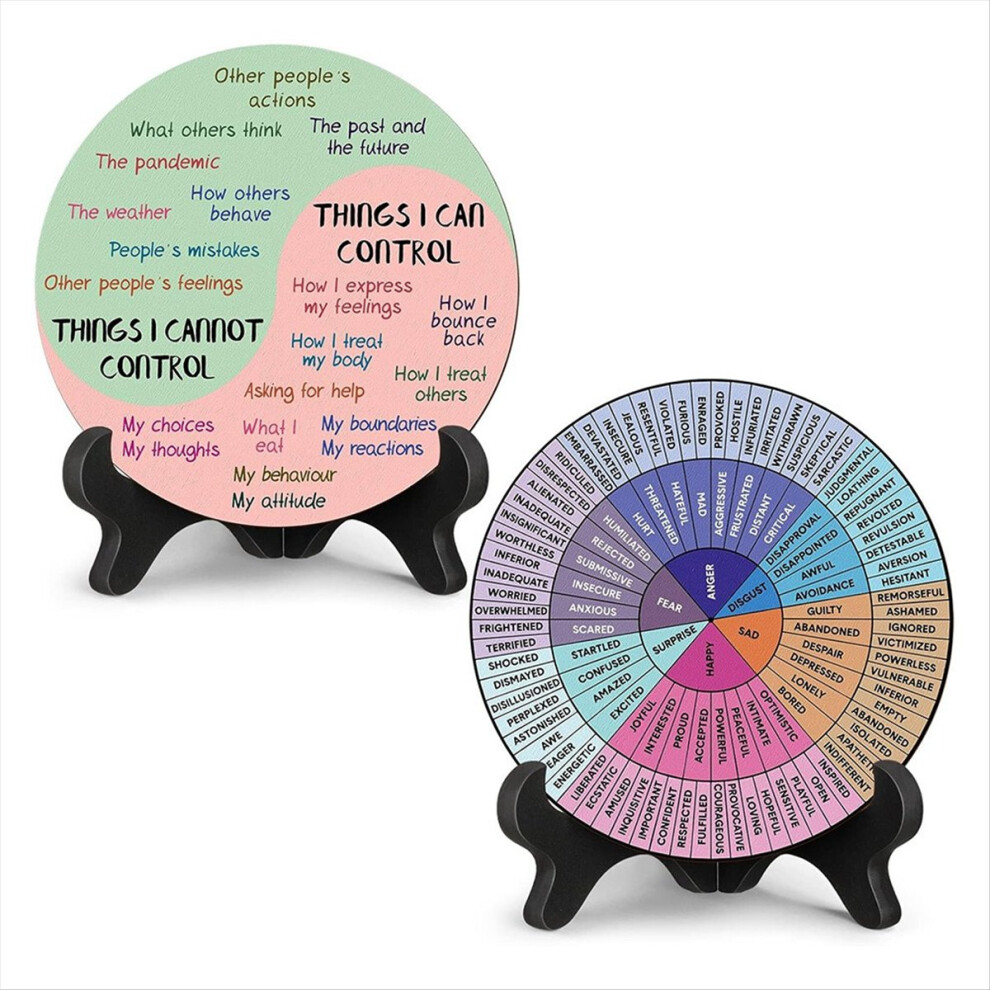 2 Pcs Things I Can Control Therapy Feelings Wheel Chart Calming 4712599059036