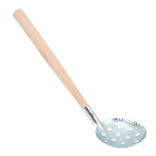 Serrated Edge Ice Fishing Skimmer 34 cm Galvanized Steel Colander With Wooden Handle Ice Breaking For Fish Retrieval