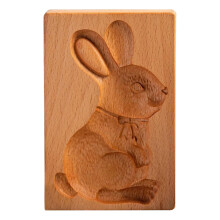 Cookie Press Wooden Carved Embossing Mold Standing Rabbit Design For Holidays And Weddings