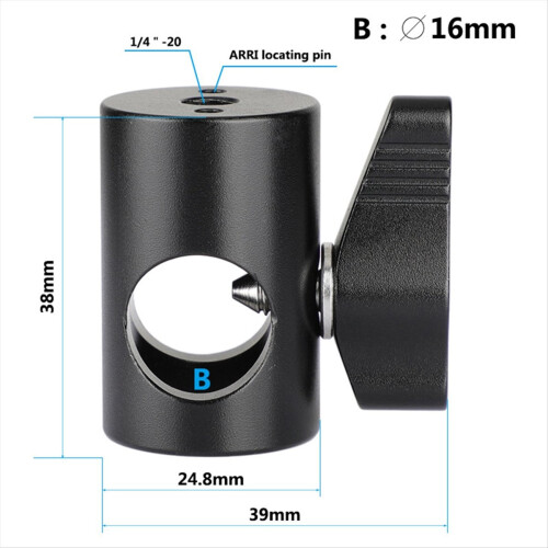 16mm Light Stand Head Adapter Connector with Thread Screw Mount 2