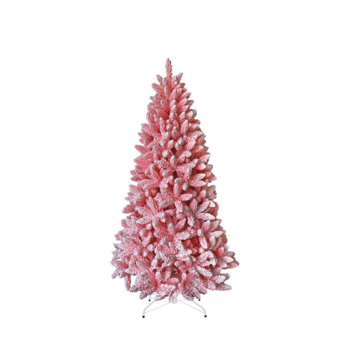 (8FT) Christmas Tree Snow Flock Pink Holiday Home Décor