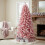 (8FT) Christmas Tree Snow Flock Pink Holiday Home Décor 8