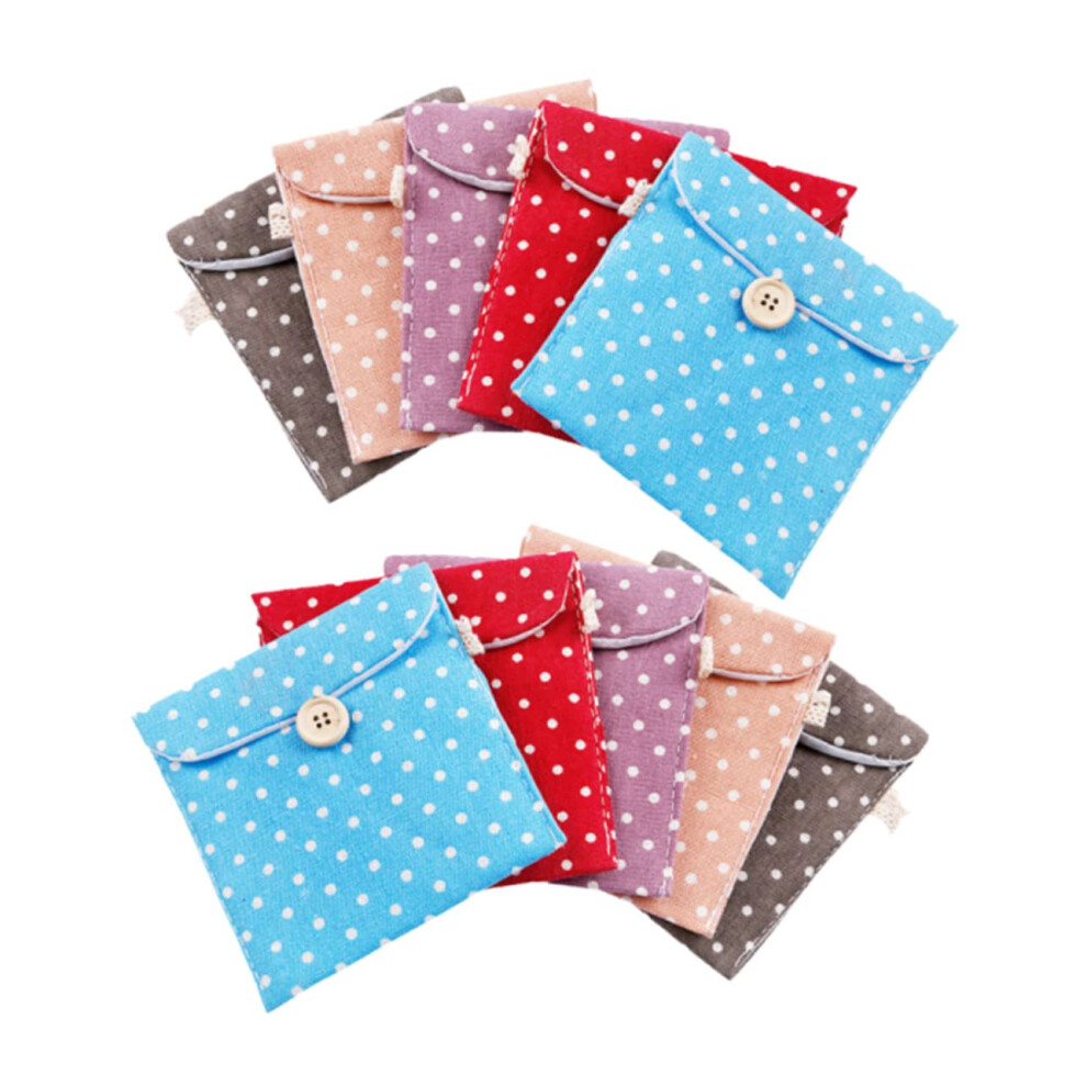 Sanitary Napkins Storage Pouch 10Pcs Portable Cotton Linen Bag Random Color For Travel And Outdoor Use Lightweight-image-OPC-PMGK8SW-NEW