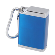 Fireproof Zinc Alloy Ashtray Keychain with Secure Buckle Lid - Blue