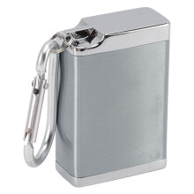 Portable Mini Zinc Alloy Ashtray Keychain with Buckle, Fireproof Silver