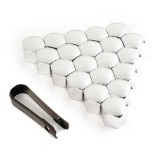 Wheel Nut Bolt Caps 21mm - 20Pcs Vehicle Hub Covers, Lug Nut Screw Caps, Silver for Sedan