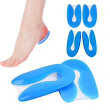 Heel Spur Insoles 3 Pairs U-Shaped Heel Cups Gel Orthotic Pads Silica Cushions Blue Size 40-45 For Women And Men Shoes