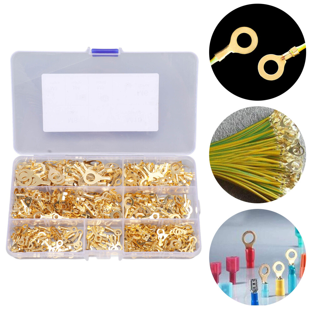 Brass Wire Lugs Set 540Pcs Electric Cable Ring Lugs In Storage Box M3-M10 4191356202128