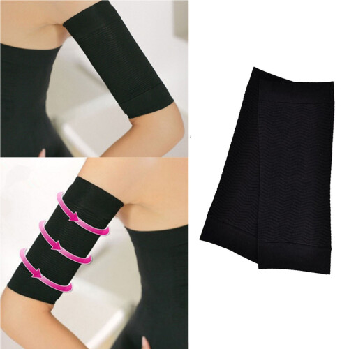Comfortable Breathable Nylon Arm Sleeves for Slimming Black Large Size 2