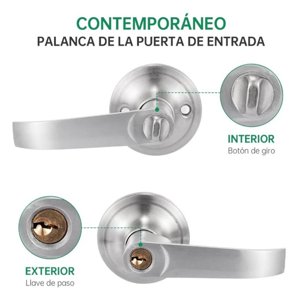30-50Mm Silver Steel Copper Privacy Door Handle Lock For Bathroom 8451356205311