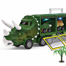 Dinosaurier LKW Spielzeug mit Blinklichtern, 36cm grünes Transportauto