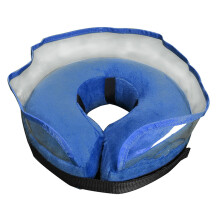 Comfortable Pet Recovery Cone Collar Inflatable Elizabethan Collar With Protective Layer For Dogs Cats Size M Blue