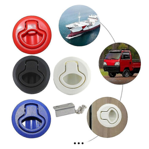 (As show, Black) 2.4" Plastic Marine Boats Round Deck Lock Without Key Flush Pull Slam Latches 1